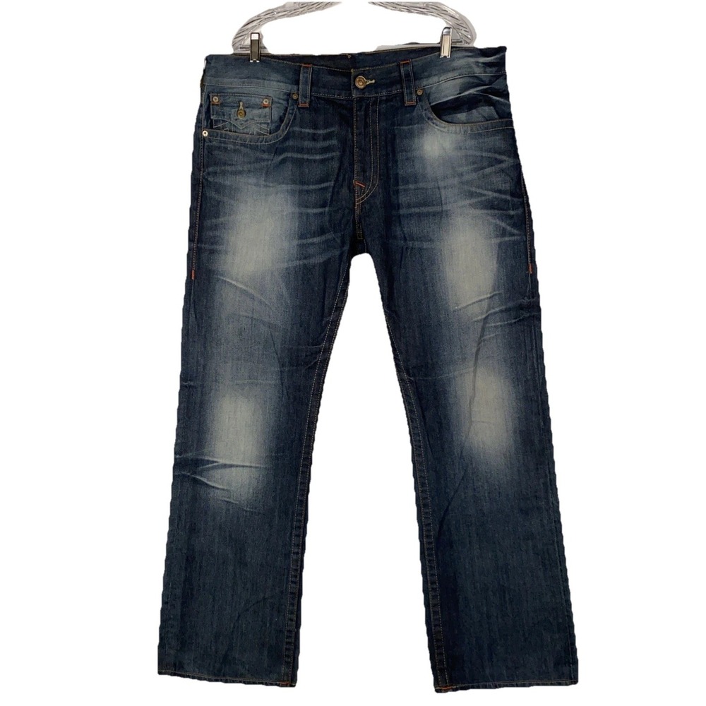 True Religion Jeans Men's 40x33 Vintage Rare Straight Flaps Orange Stitching New